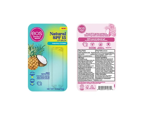 eos Natural SPF 15 Lip BalmPineapple Coconut packaging