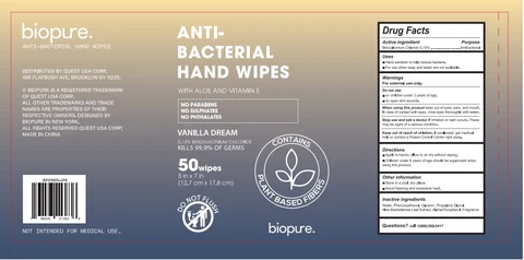 BIOPURE50CT ANTI BACTERIAL HAND WIPES 포장