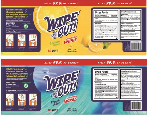 Antibacterial Wipes 포장