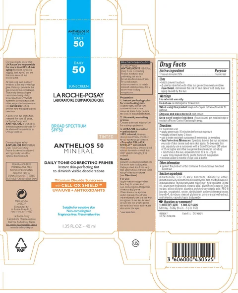 La Roche Posay Laboratoire Dermatologique Anthelios 50 Mineral Daily Tone Correcting Primer Broad Spectrum SPF 50 Sunscreen packaging
