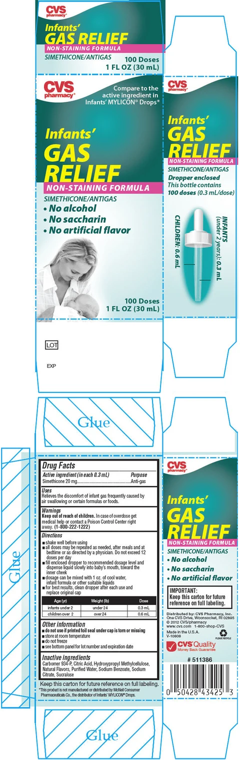 Infants Gas Relief Non-Staining Formula packaging