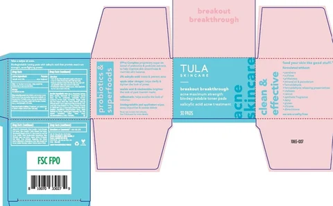 TULA SKINCARE BREAKOUT BREAKTHROUGH ACNE TONER PADS 포장