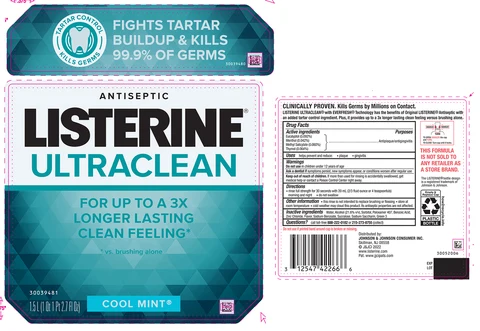 Listerine Ultraclean AntisepticCool Mint packaging