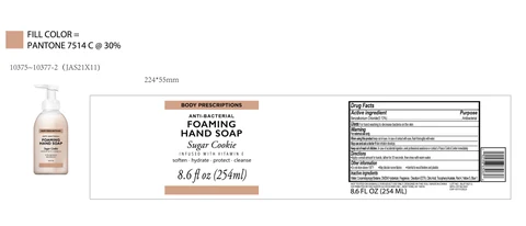 BODY PRESCRIPTIONS Sugar Cookie INFUSED WITH VITAMIN E ANTIBACTERIAL FOAMING HAND 포장