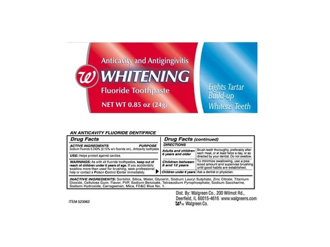 Walgreens Anticavity and Antigingivitis Whitening packaging