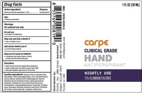 Hand Antiperspirant Nightly Use packaging