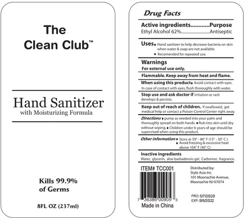 The Clean Club Hand Sanitizer with Moisturizing Formula packaging