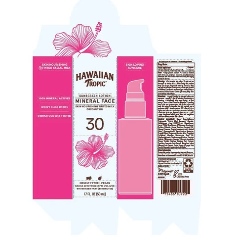 Hawaiian Tropic Mineral Face Skin Nourishing Tinted Milk Coconut Oil SPF30 packaging
