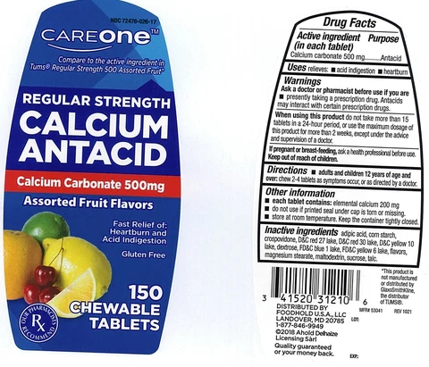 Careone Regular Strength calcium Antacid 포장
