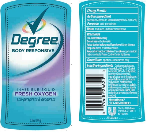 DegreeInvisible Solid Fresh Oxygen Antiperspirant and Deodorant 포장