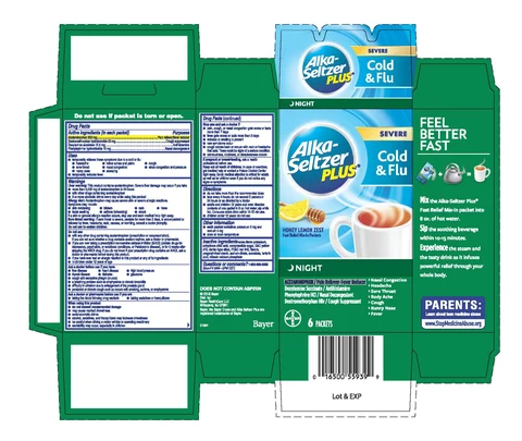 Alka-Seltzer Plus Night Severe Cold and Flu packaging