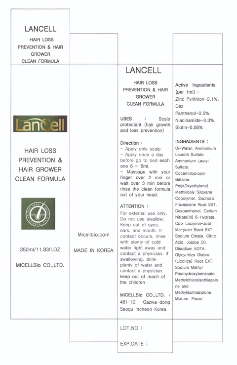 Lancell hair loss prevention hair grower clean formula packaging