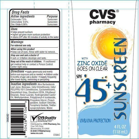 CVS Pharmacy Sunscreen SPF 45 포장