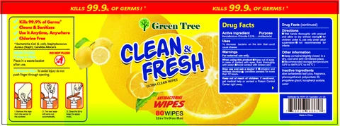 clean fresh antibacterial wipes packaging