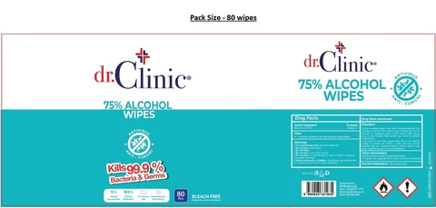 DR CLINIC 75% ALCOHOL WIPES 포장
