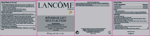 Lancome Paris Renergie Lift MultiAction Sunscreen Broad Spectrum SPF 15 Lift Firming Face Neck For All Skin Types packaging