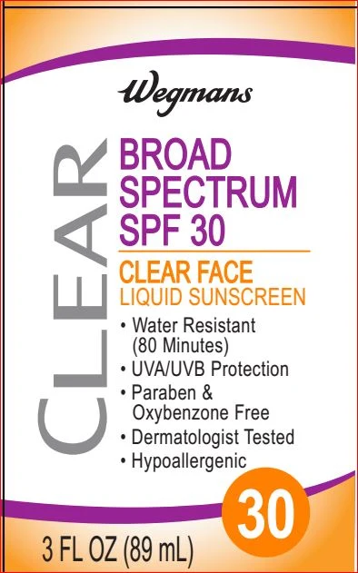 Clear SPF 30 Face SunscreenWegmans 포장