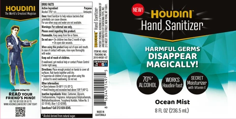Houdini Hand Sanitizer Ocean Mist 포장