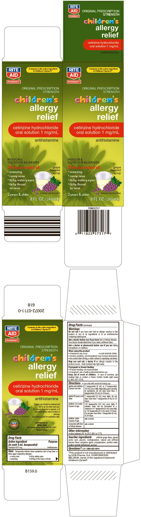 Rite Aid Childrens Allergy Relief packaging