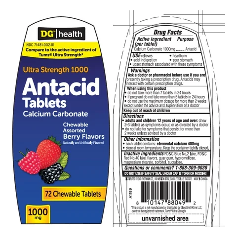 DGH Antacid Ultra Strength 1000 Berry assorted 72ct 포장