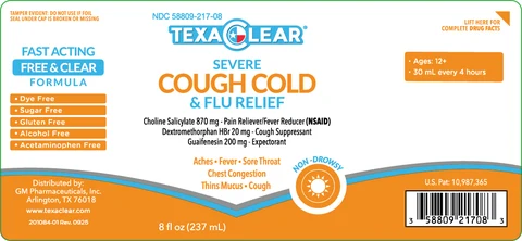 TexaClear Severe Cough, Cold and Flu packaging