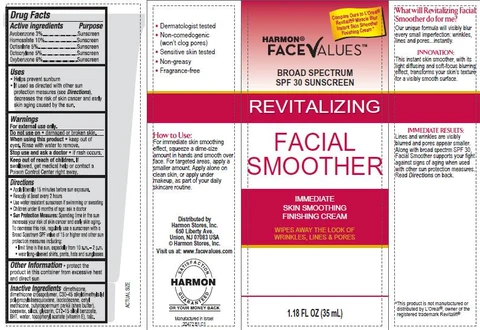 Harmon Revitalizing Facial Smoother Immediate Skin Smoothing Finishing Broad Spectrum SPF30 Sunscreen packaging