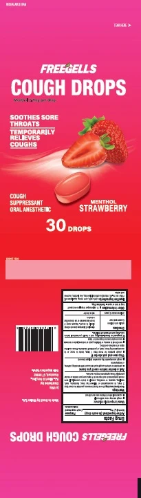 Cough Drops Freegells Strawberry 30ct 포장