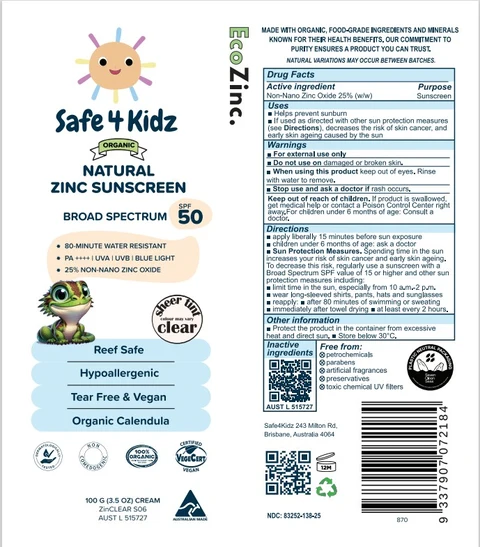 Safe4Kidz Natural Mineral Sunscreen SPF50 포장
