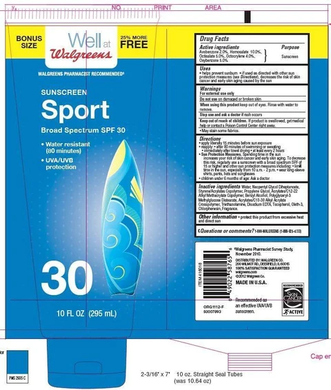 Walgreens SUNSCREEN SportBroad Spectrum SPF 30 packaging