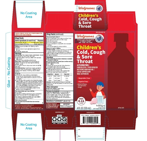 Walgreen Childrens COLD PLUS COUGH PLUS SORE THROAT 포장