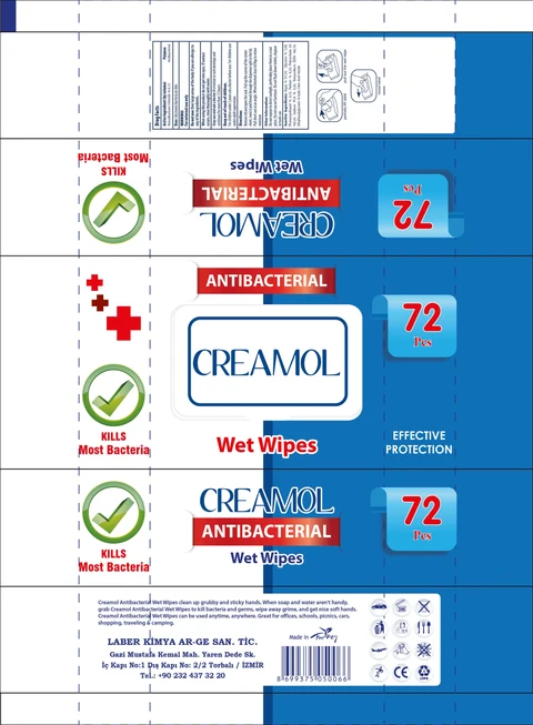 Creamol Antibacterial Wet Wipes 72 pcs 포장