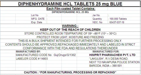 DIPHENHYDRAMINE HYDROCHLORIDE 포장