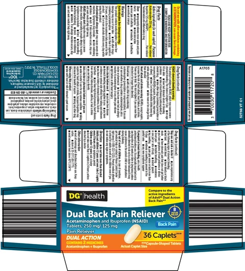 dg health dual back pain reliever packaging