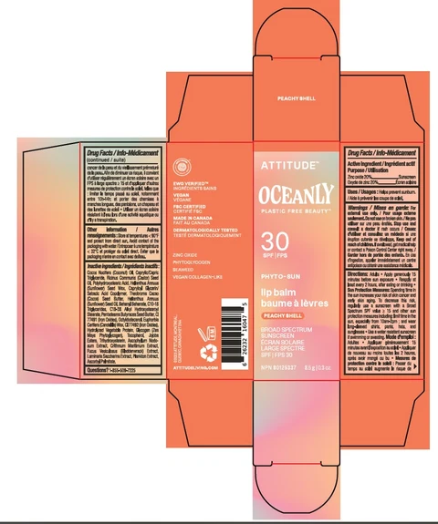 ATTITUDE Oceanly Phyto-sun lip balm SPF 30 Peachy Shell 포장