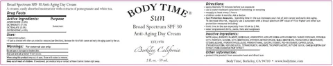 Body Time Sun Broad Spectrum SPF30 Anti-Aging Day 포장
