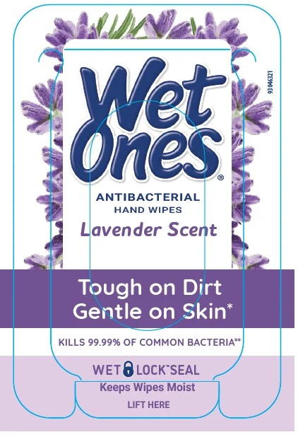 Wet Ones Antibacterial Hand Wipes Lavender Scent packaging