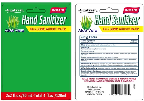 aurafresh instant hand sanitizeraloe vera packaging