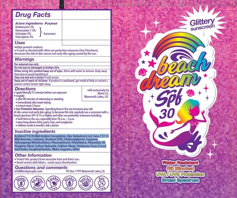 BEACH DREAM GLITTERY SUNSCREENSPF 30 포장