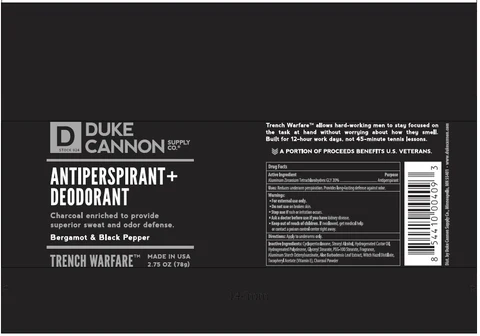 Trench Warfare Antiperspirant and Deodorant packaging