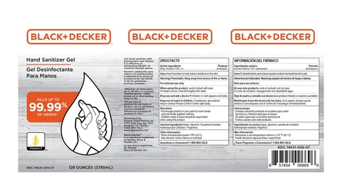 Black Decker Hand Sanitizer Gel 포장