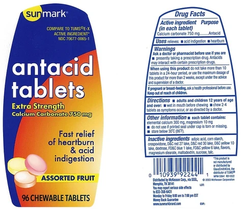 Sunmark Extra Strength Antacid Assorted Fruit 포장