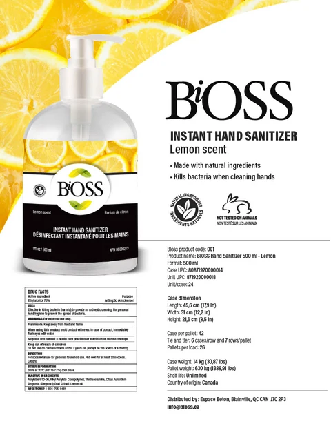 BiOSS Instant Hand Sanitizer 포장