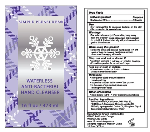 Waterless Anti-Bacterial Hand Cleanser packaging