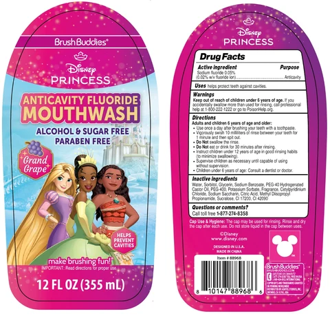 Brush Buddies DISNEY PRINCESS ANTICAVITY FLUORIDE - Grand Grape packaging