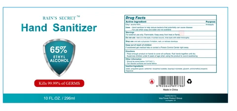 Hand Sanitizer packaging