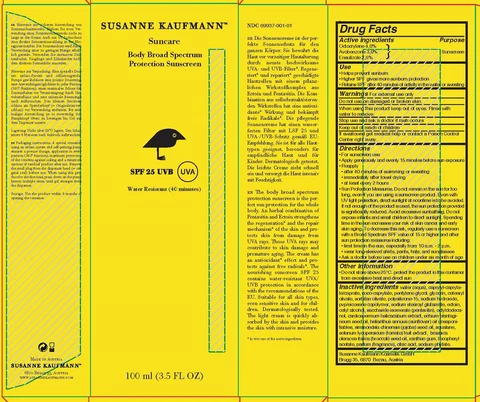 SUSANNE KAUFMANN SUNCARE BODY BROAD SPECTRUM PROTECTION SUNSCREENSPF 25 UVB UVA 포장