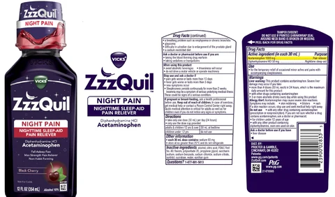 Vicks ZzzQuilNight Pain 포장