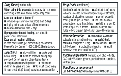 Ready In Case Regular strength stomach relief bismuth subsalicylate 525 mg - Drug Facts panel continued