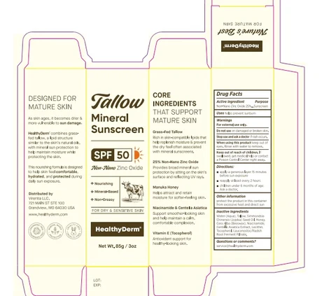 HealthyDerm tallow mineral sunscreen SPF50 packaging