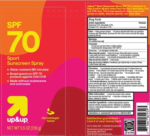 Target Up and Up SPF 70 Sport Sunscreen packaging